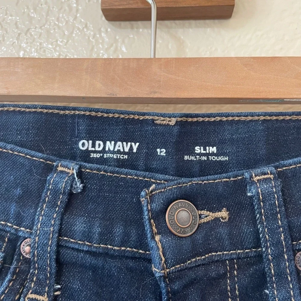 Bundle Old Navy Boys Slim Fit/ Skinny Dark Wash Jeans Size 12 2 Pairs
